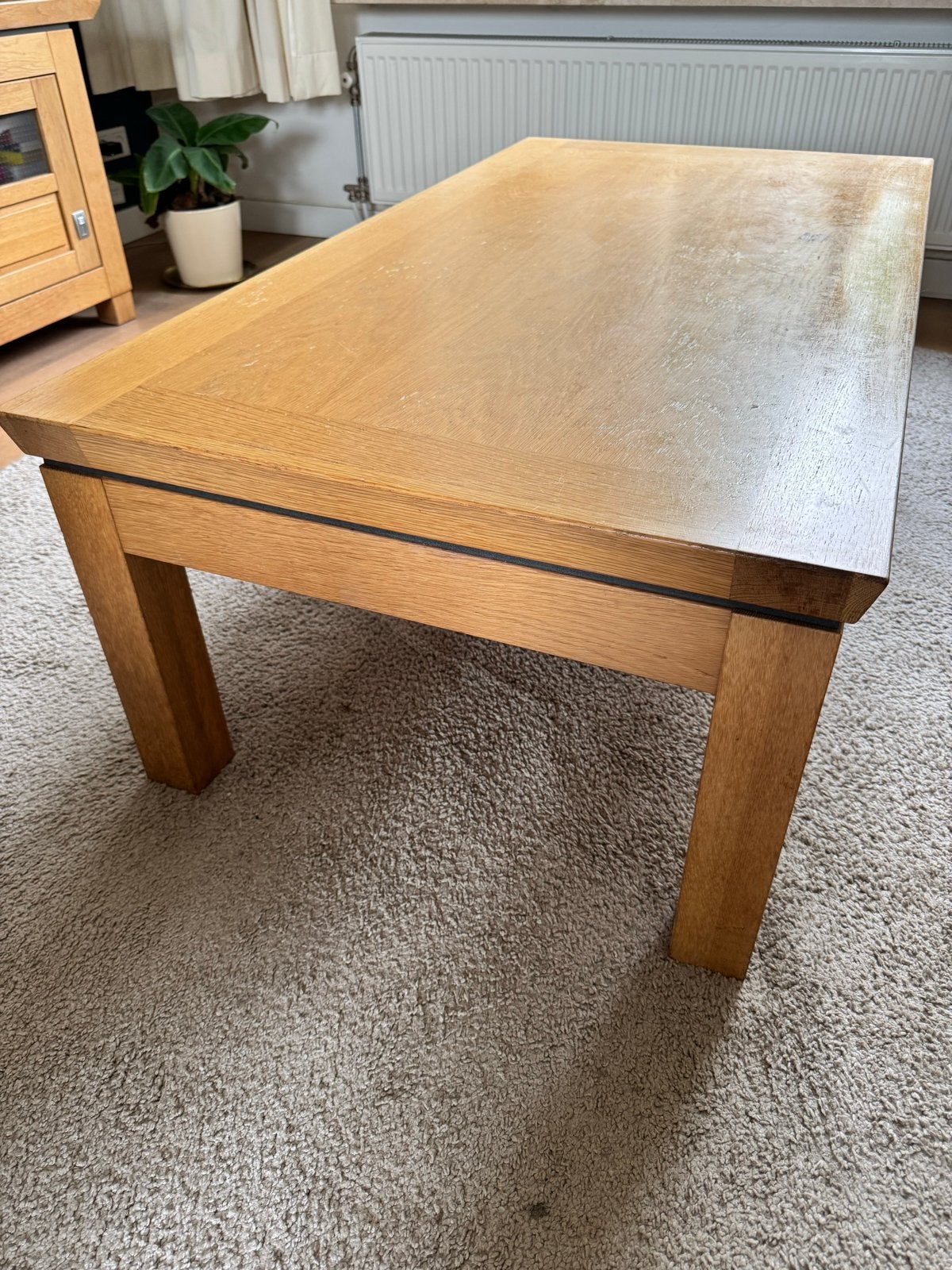 Eikenhouten salontafel - opknapper, Ophalen, Gebruikt, 100 tot 150 cm, Eikenhout