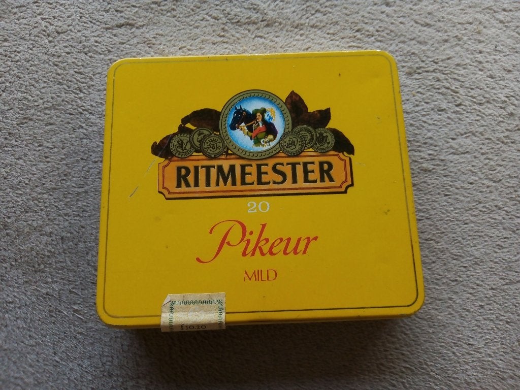 Vintage Ritmeester Pikeur Mild Sigarenblik (leeg), Ophalen of Verzenden, Gebruikt, Tabaksdoos of Verpakking