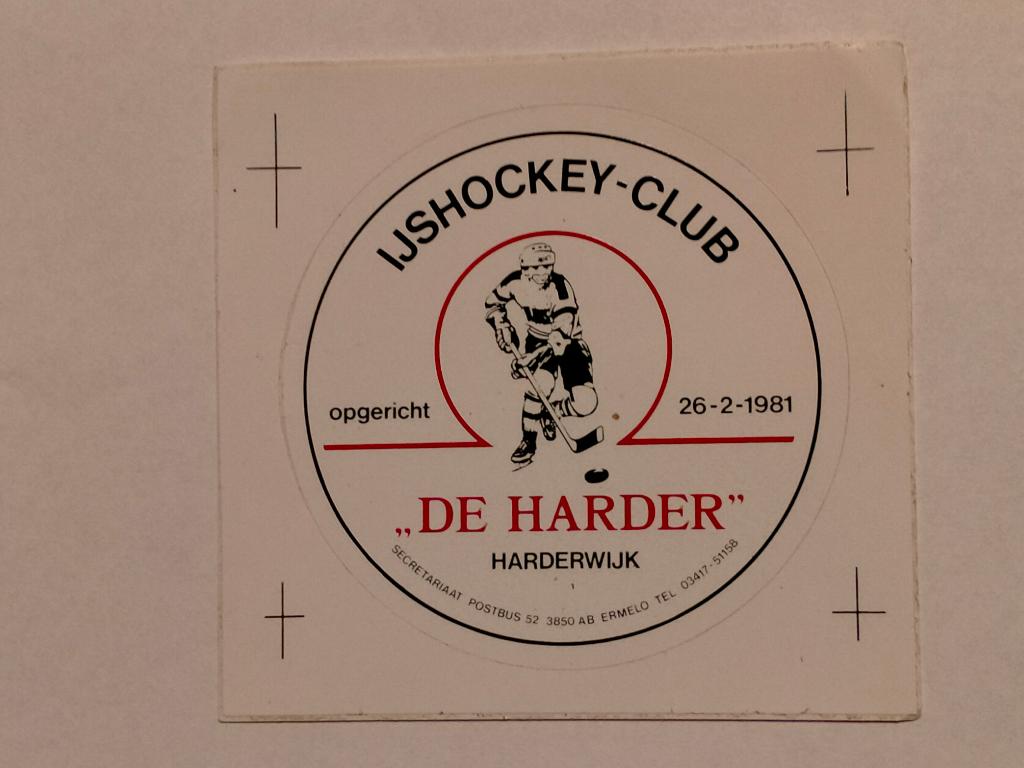 IJshockey club de Harder Harderwijk logo sport sticker, Verzamelen, Ophalen of Verzenden, Gebruikt, Bedrijf of Vereniging