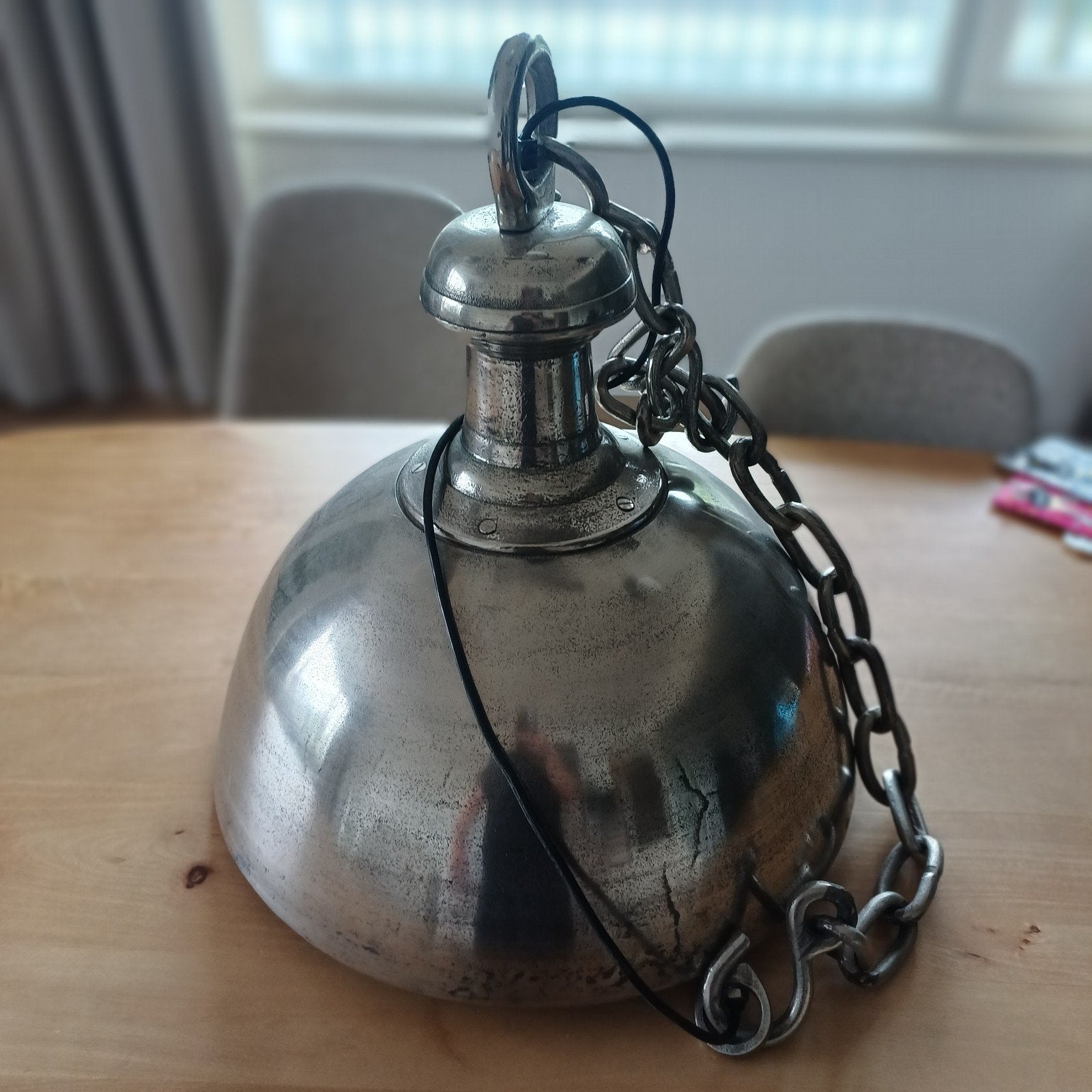Industriële hanglamp - doorsnee 47.5cm, Ophalen, Gebruikt, E27 (groot), Metaal