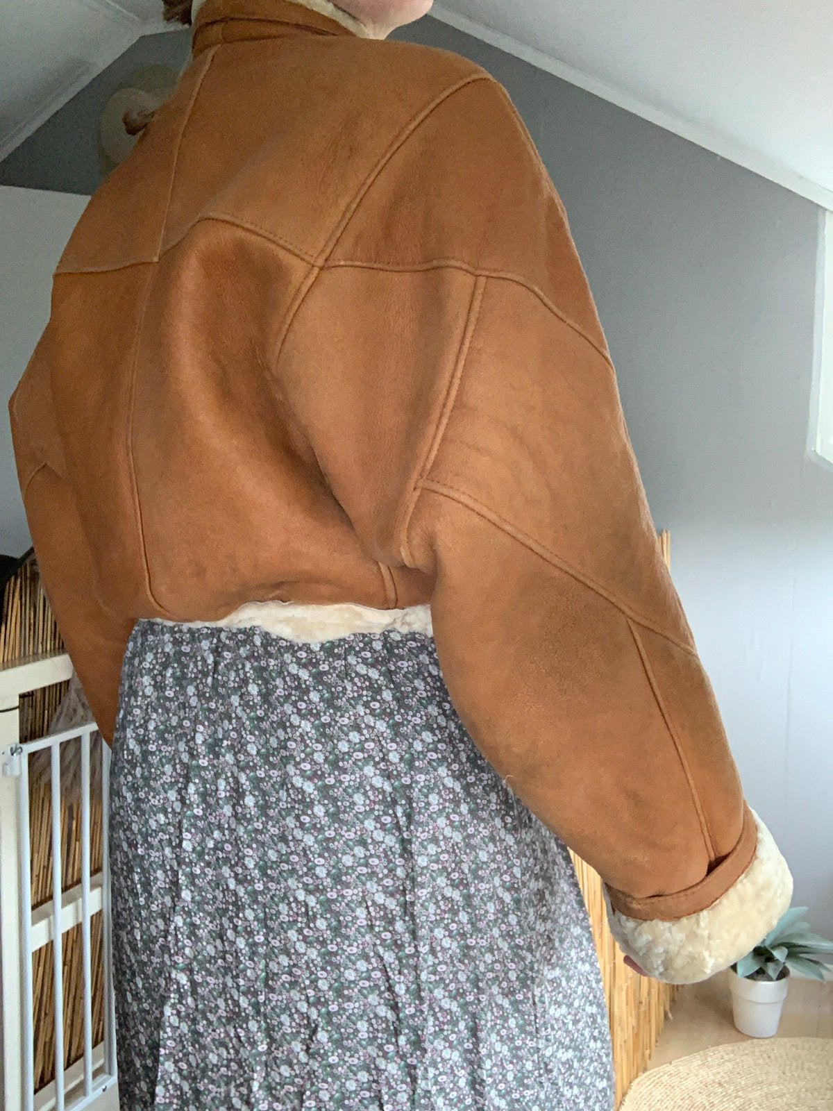 Cropped shearling lammy coat bomberjack S M, Maat 38/40 (M), -, Ophalen of Verzenden, Zo goed als nieuw