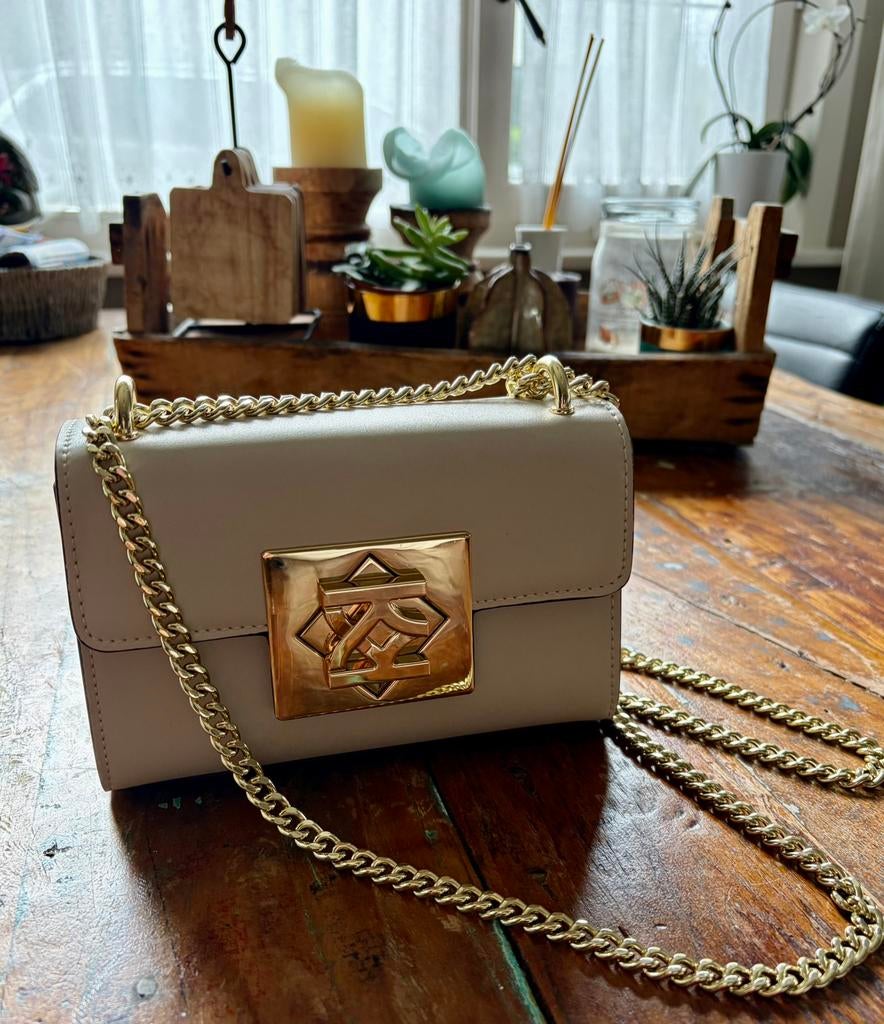 Kazar tasje., Sieraden, Tassen en Uiterlijk, Tassen | Damestassen, Ophalen of Verzenden, Zo goed als nieuw, Beige, Schoudertasje