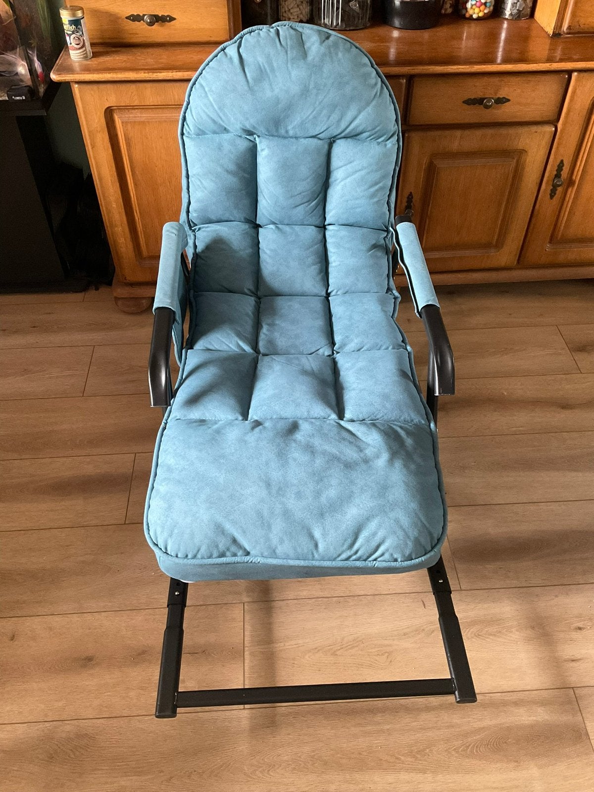 Schommelstoel, Huis en Inrichting, Stoelen, Ophalen, Zo goed als nieuw, Blauw, Eén