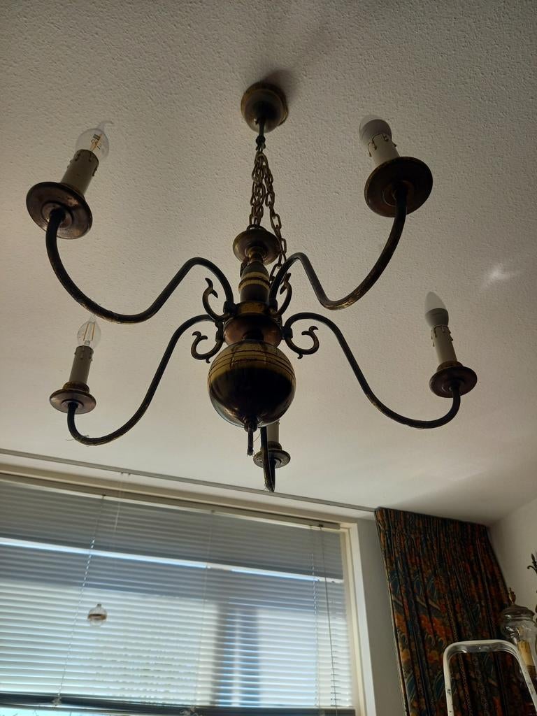 Kroonluchter koper, Huis en Inrichting, Lampen | Kroonluchters, Ophalen, Gebruikt