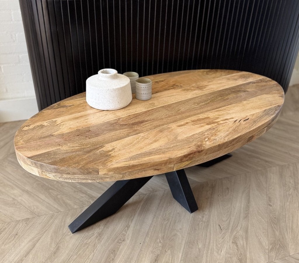 Magazijn Leegverkoop Salontafel ovaal mangohout matrixpoot