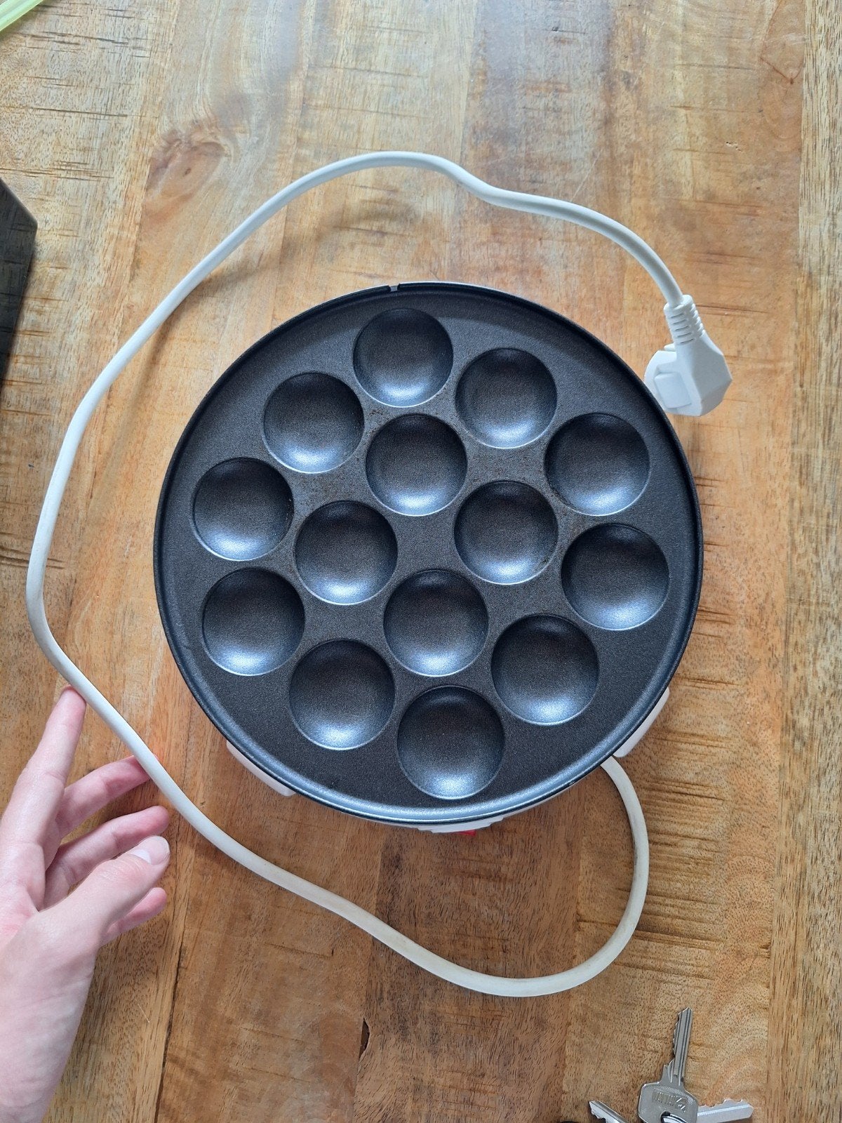 Elektrische poffertjes pan, wit, Ophalen of Verzenden, Zo goed als nieuw
