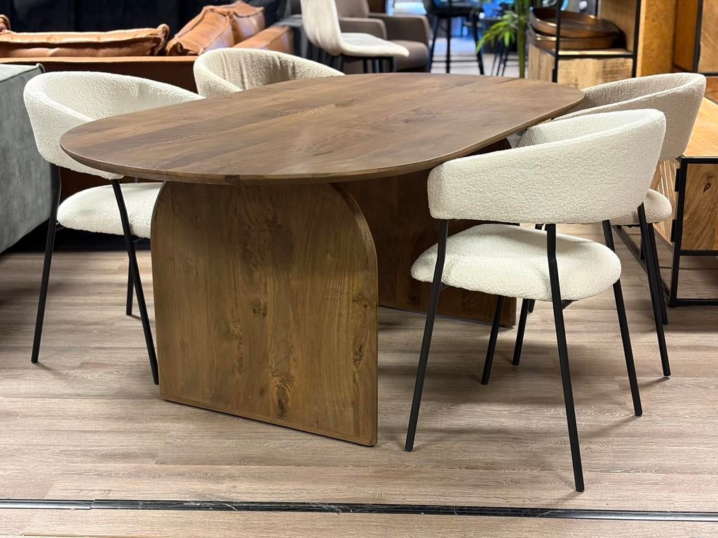 Japandi ovale tafel - hazelnoot eettafel 180 & 200 cm ovaal, Ophalen, Japandi bruine tafels tafel landelijk scandi mokka hazelnoot
