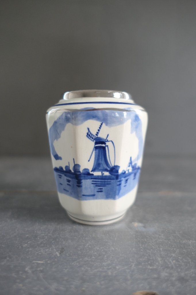Vintage Delfts Blauw lepelvaasje achthoekig, Antiek en Kunst, Verzenden