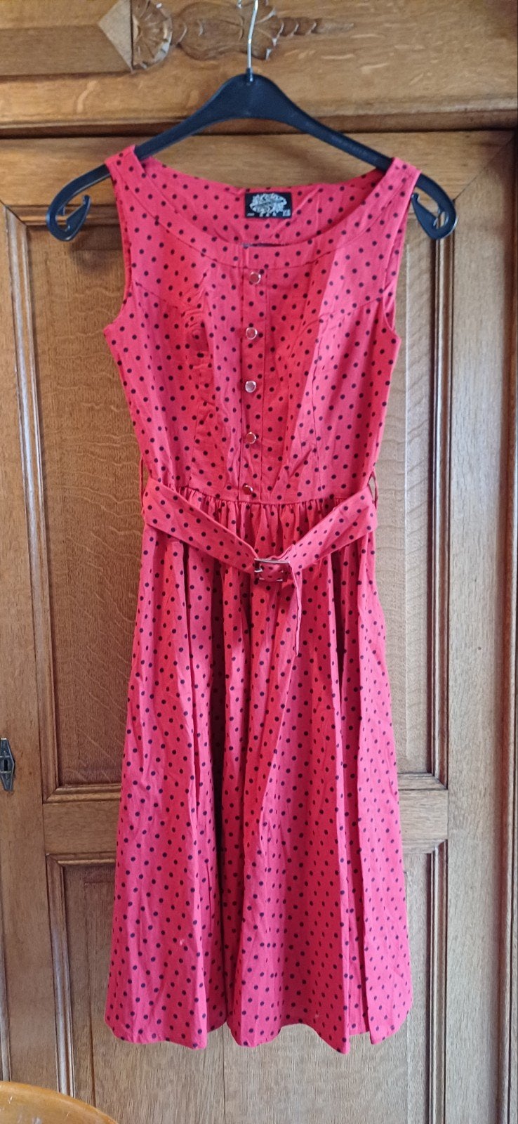 Retro Jurk Hearts & Roses Rood Zwart Gestippeld Maat 38, Kleding | Dames, Jurken, Maat 38/40 (M), Ophalen of Verzenden, Zo goed als nieuw