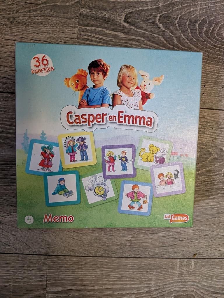 Casper en Emma Memo spel - 36 kaartjes, Een of twee spelers, Ophalen, Gebruikt, Just Games