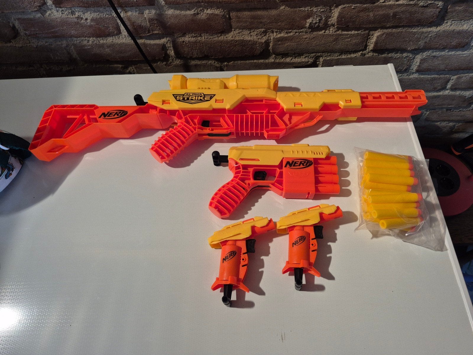 Nerf Alpha strike set incl Pijltjes pistool, Kinderen en Baby's, Speelgoed | Buiten | Actiespeelgoed, Ophalen, Zo goed als nieuw