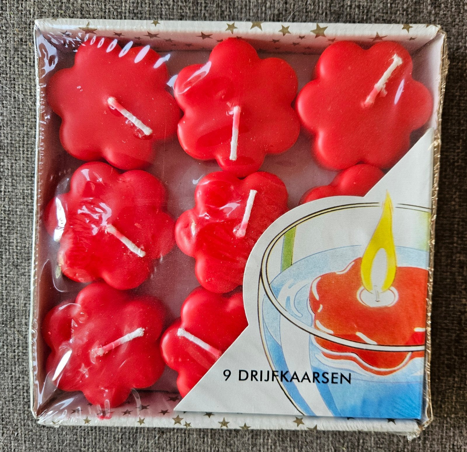 9 stuks nieuwe rode drijfkaarsen in bloemvorm, Huis en Inrichting, Overige merken, Ophalen of Verzenden, Kaars, Rood