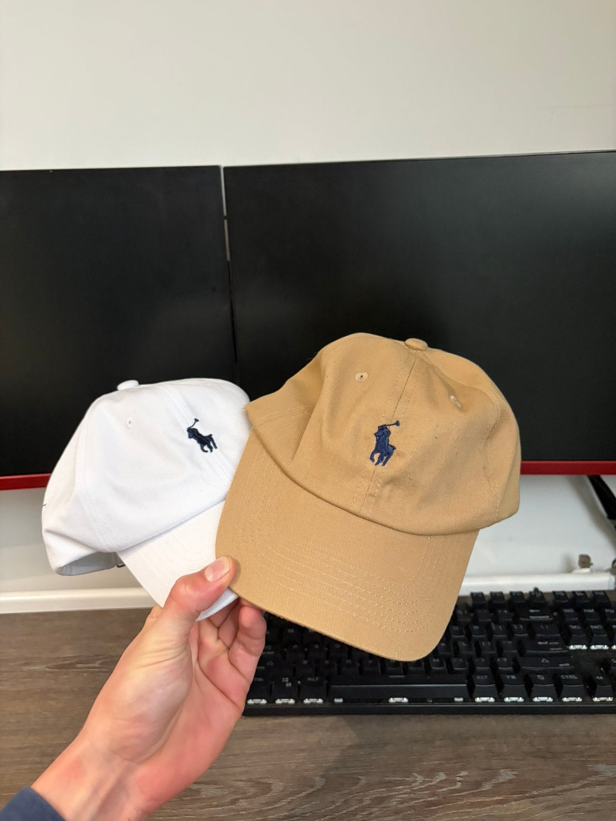 Ralph lauren petten wit en bruin, Ophalen of Verzenden, Zo goed als nieuw, One size fits all, Pet