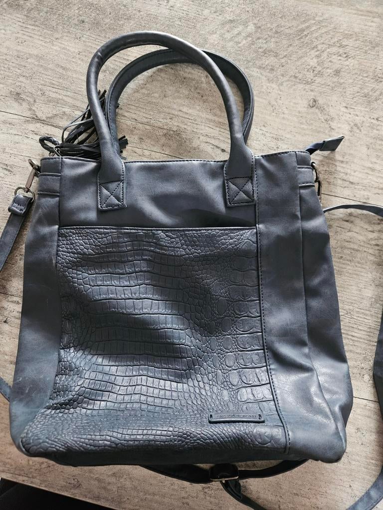 Donkerblauwe tas met croco print, Sieraden, Tassen en Uiterlijk, Tassen | Damestassen, Ophalen of Verzenden, Zo goed als nieuw