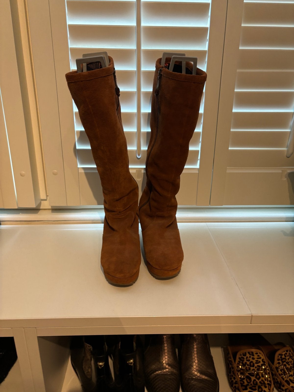 Cognac suède wedge laarzen Esprit mt 40 boho, Ophalen of Verzenden, Gedragen, Bruin, Hoge laarzen