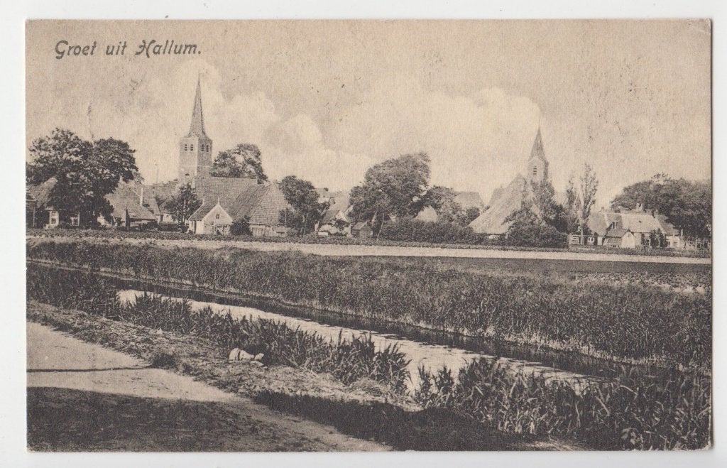 177 Hallum Dorpsgezicht Oude Verzonden Kaart B78, Verzenden, Voor 1920, Gelopen, Friesland
