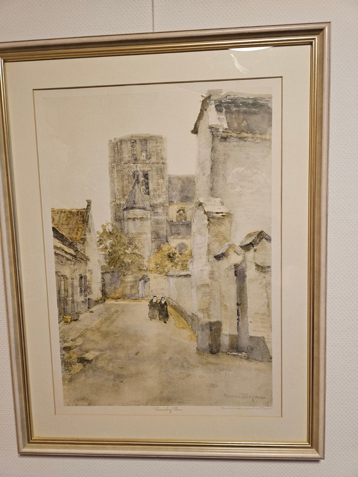 Reproductie naar aquarel van H. Bogman - Kruisberg Thorn, Ophalen, Reproductie, Print/reproductie, Ingelijst