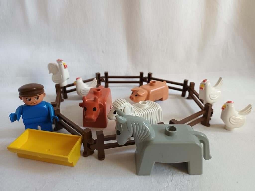 Vintage Duplo set 2647 boerderijdieren met hekjes en boer, Ophalen of Verzenden, Zo goed als nieuw, Duplo, Complete set