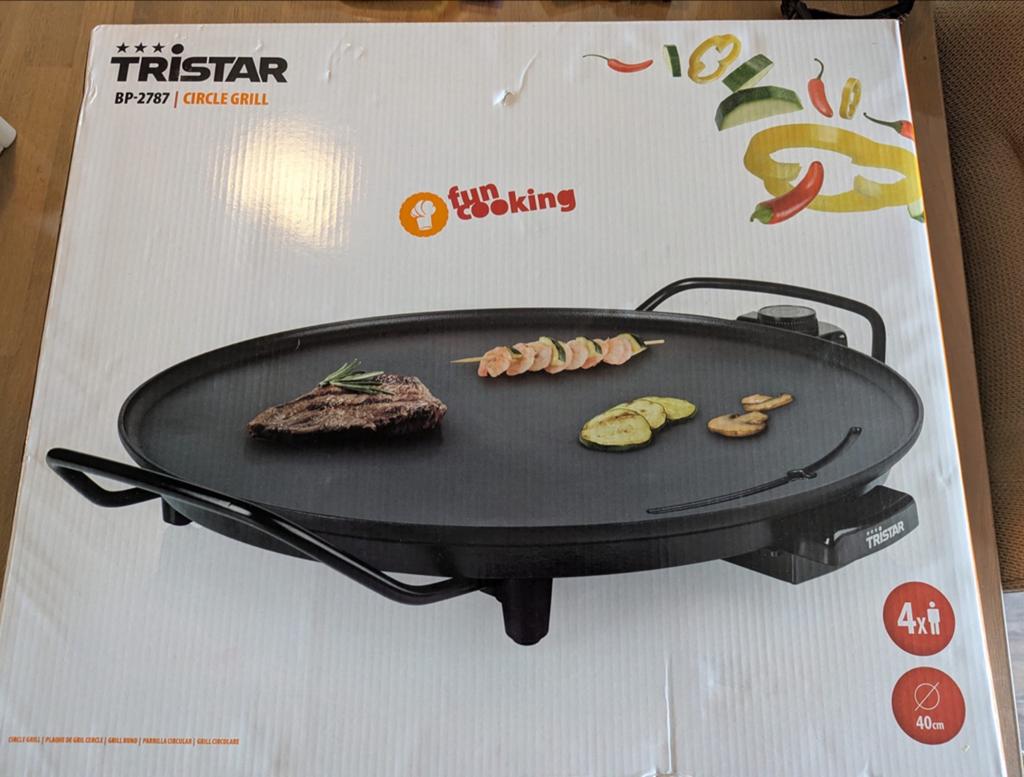 Tristar BP-2787 Circle Grill - Elektrische Grillplaat, Witgoed en Apparatuur, Gourmetstellen, Ophalen of Verzenden, Zo goed als nieuw