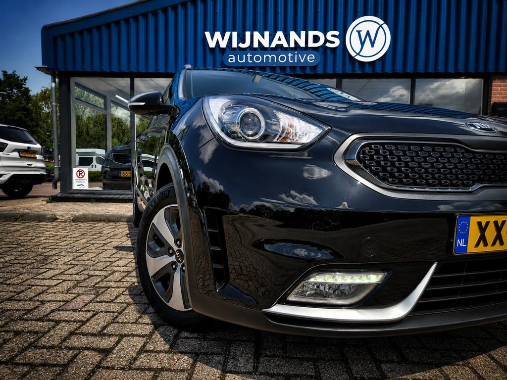Kia Niro 1.6 GDi Hybrid DynamicLine Trekhaak Automaat Camera, Auto's, Kia, Euro 6, Leder en Stof, Zwart, Origineel Nederlands