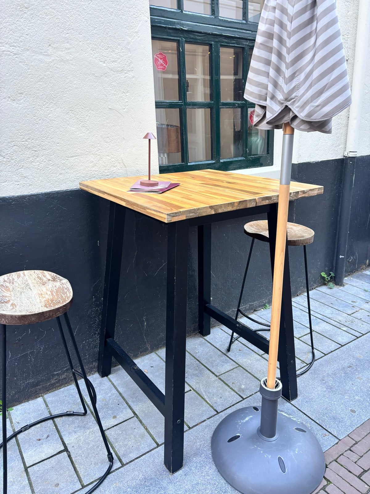 Ikea Bar met houten blad en houten onderstel, Tuin en Terras, Ophalen, Gebruikt, Rechthoekig, Hout