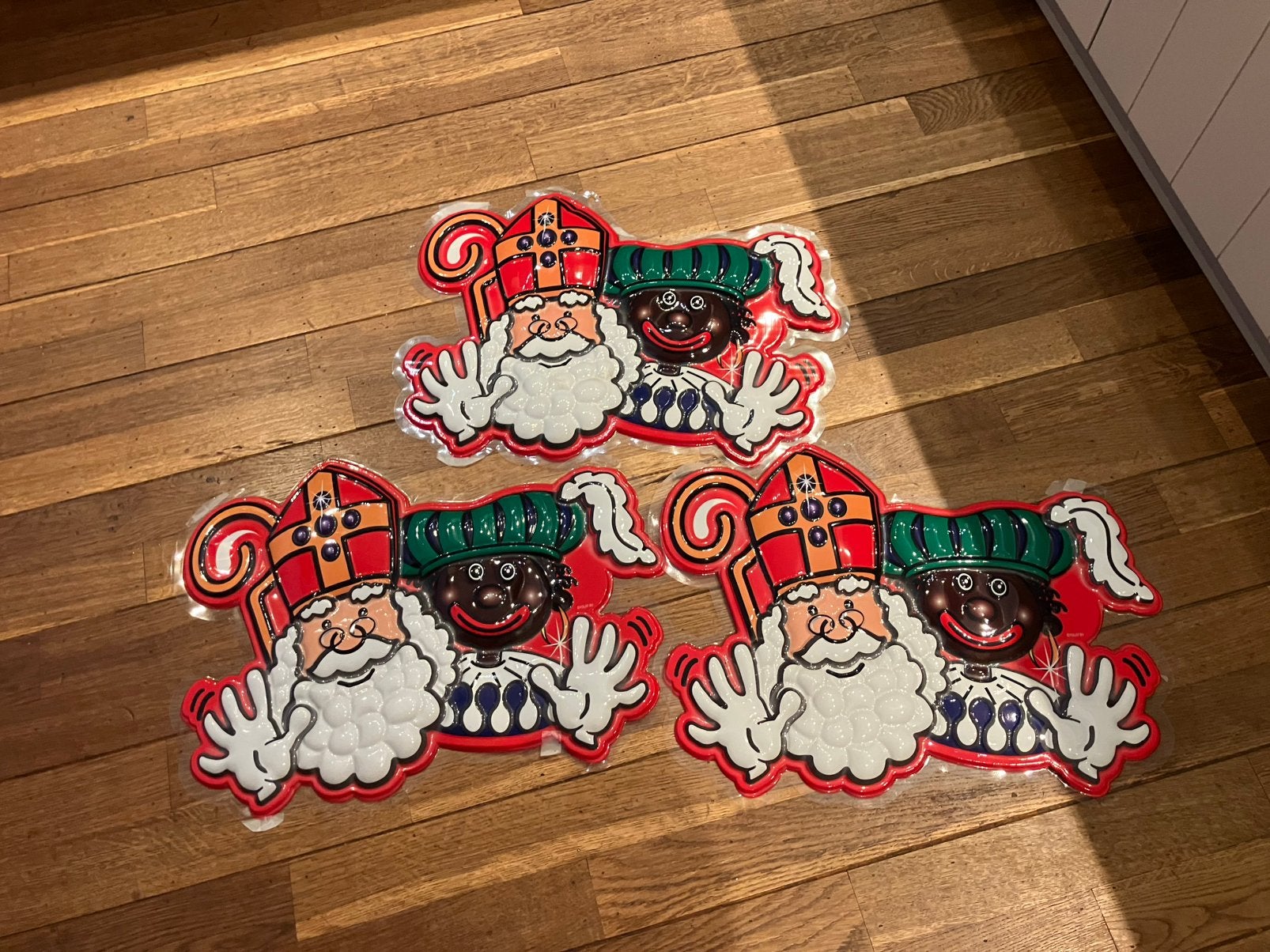 3 stuks mooie raamdeco sinterklaas zwarte piet, Ophalen of Verzenden