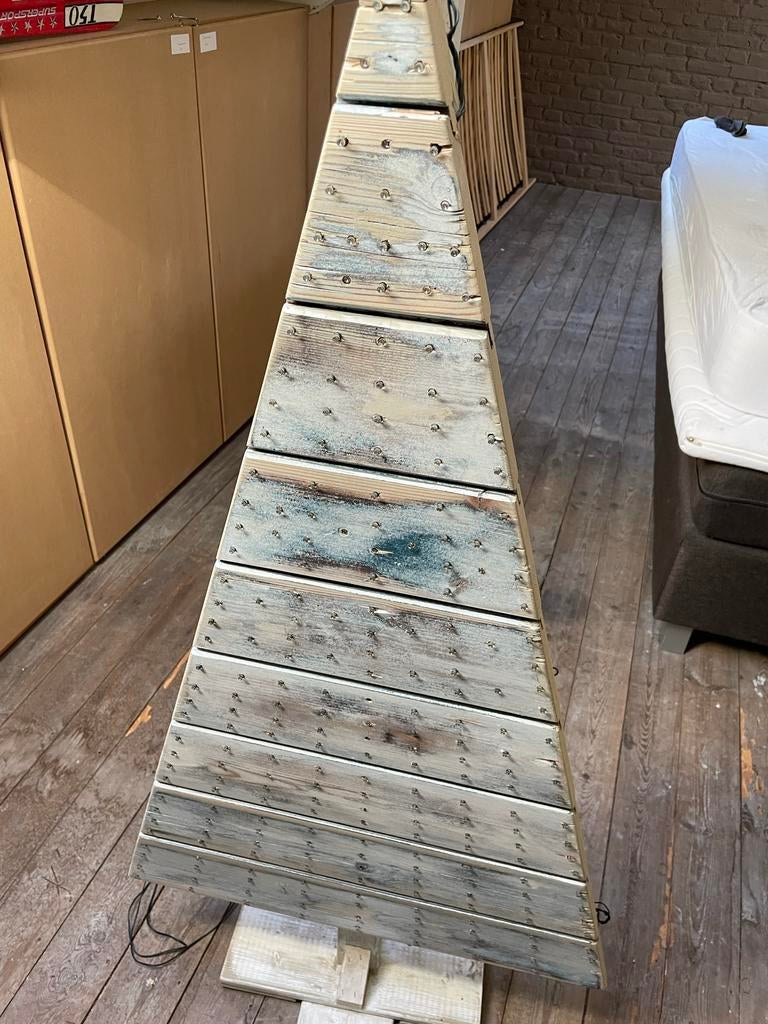 Houten Kerstboom met Verlichting - Uniek & Sfeervol, Ophalen, Hout, Gebruikt, Meerkleurig