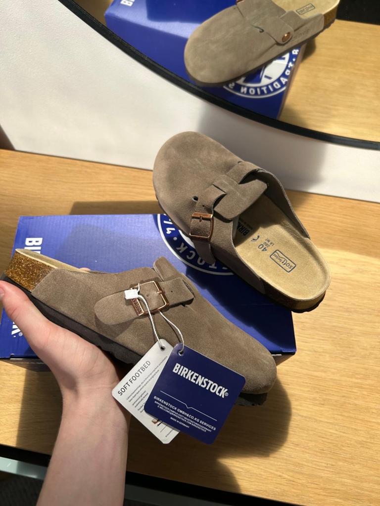 Birkenstock Boston Taupe Maat 40 - Nieuw met Soft Footbed, Slippers, Overige kleuren, Verzenden, Nieuw