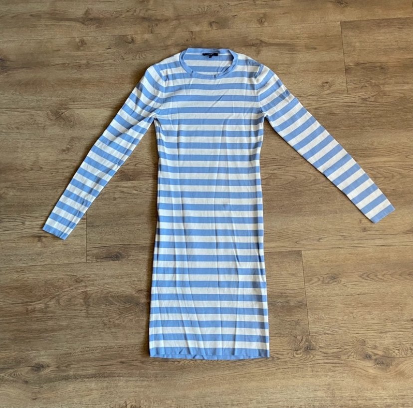 Nikkie | Gestreepte dames jurk | Maat 38 | Lichtblauw, Maat 38/40 (M), Blauw, Ophalen of Verzenden, Zo goed als nieuw