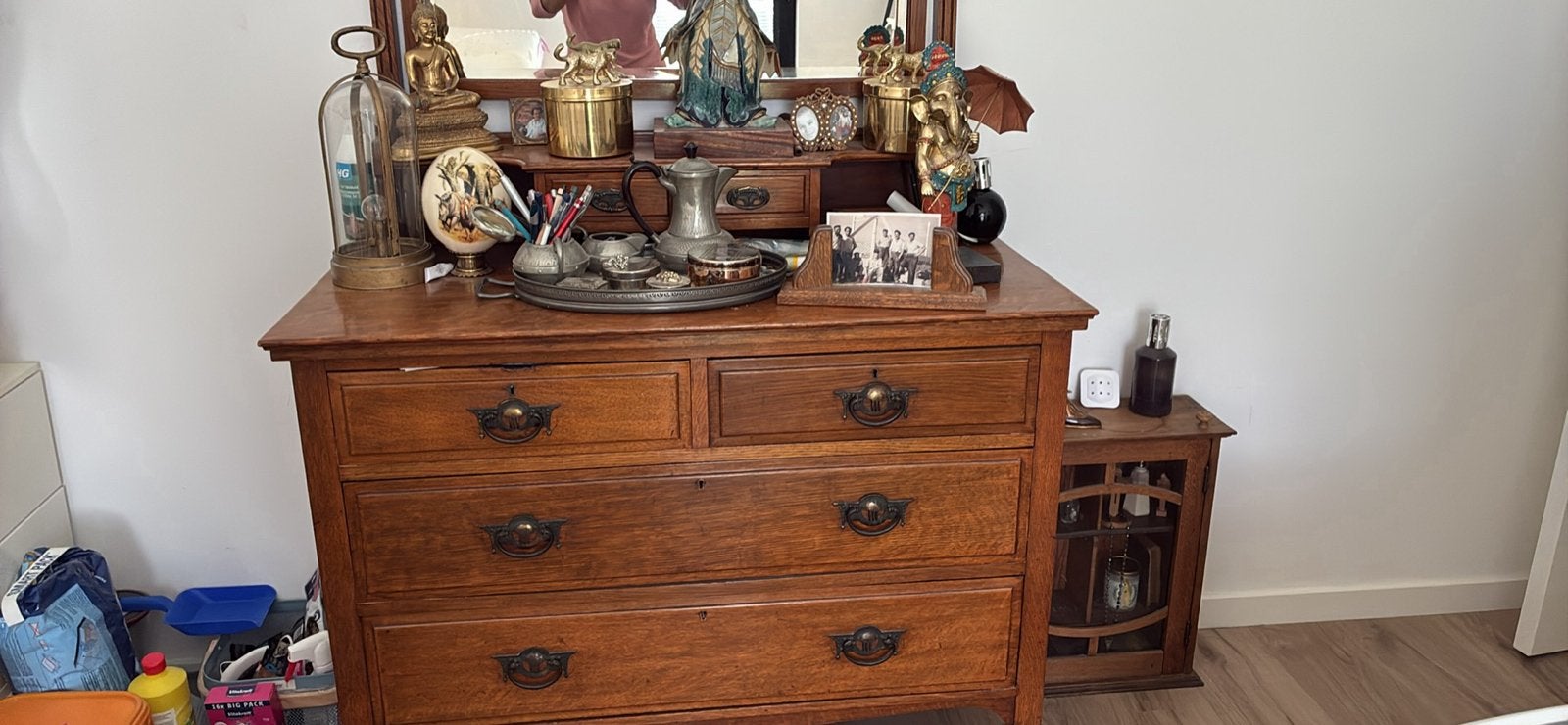 Antieke Commode met Spiegel - Wegens Verhuizing, Ophalen of Verzenden