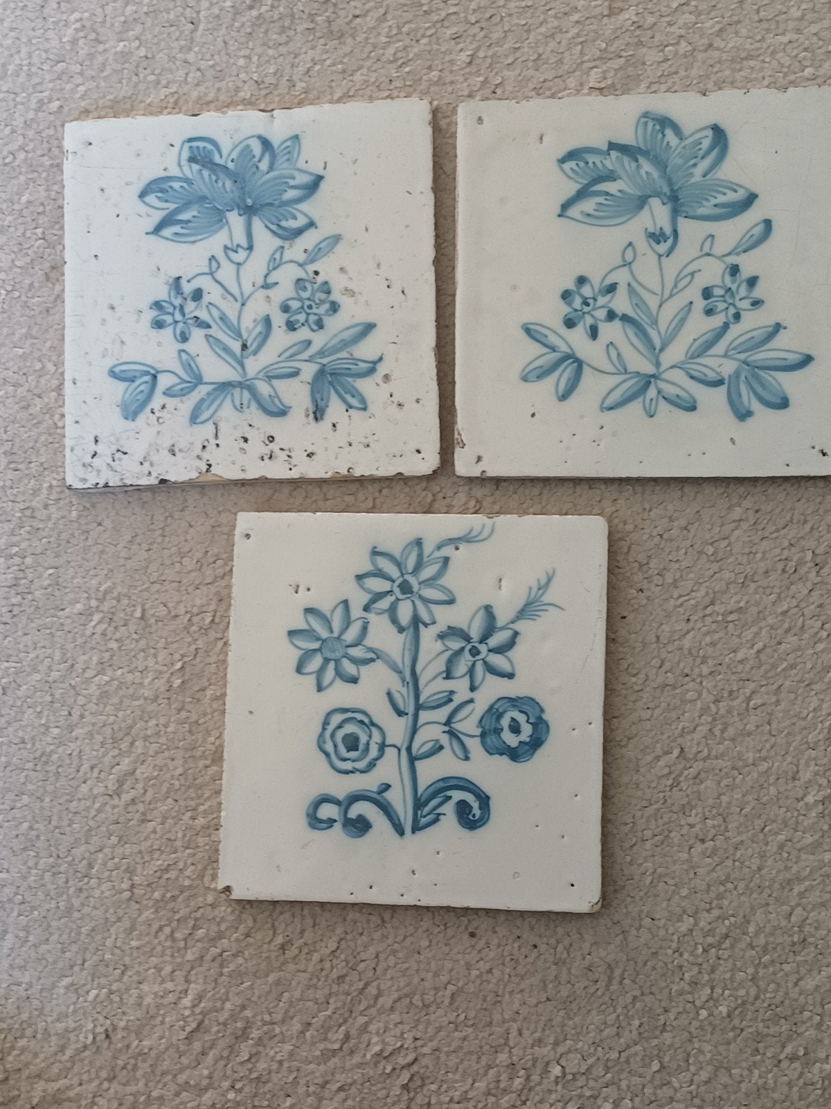 3 antieke Delfts blauwe wandtegels, Ophalen of Verzenden