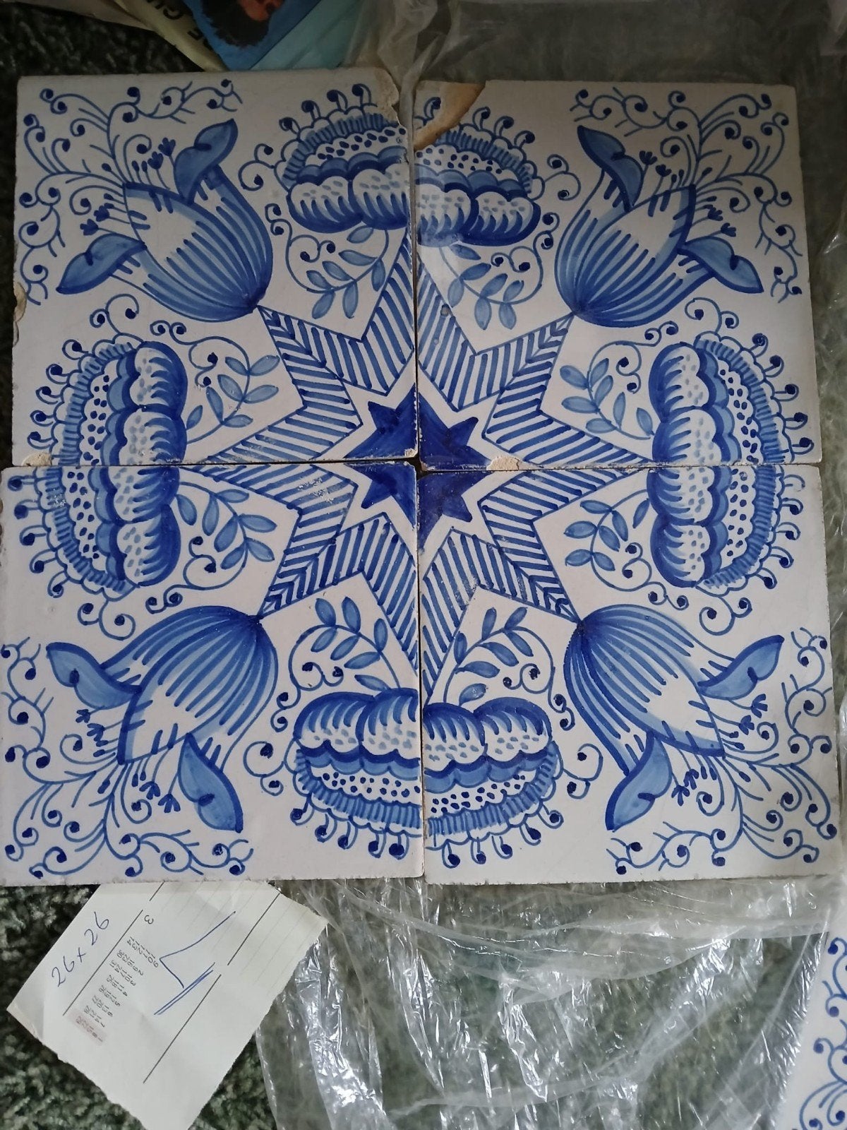 Antiek Delfts Blauw Tegeltableau - 26x26 cm, Ophalen of Verzenden
