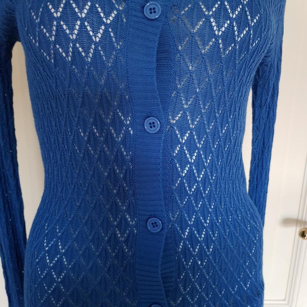 Nieuw blauw vest gehaakt 36 S Cecilie Copenhagen vestje, Nieuw, Ophalen of Verzenden, Maat 36 (S), Cecilie Copenhagen