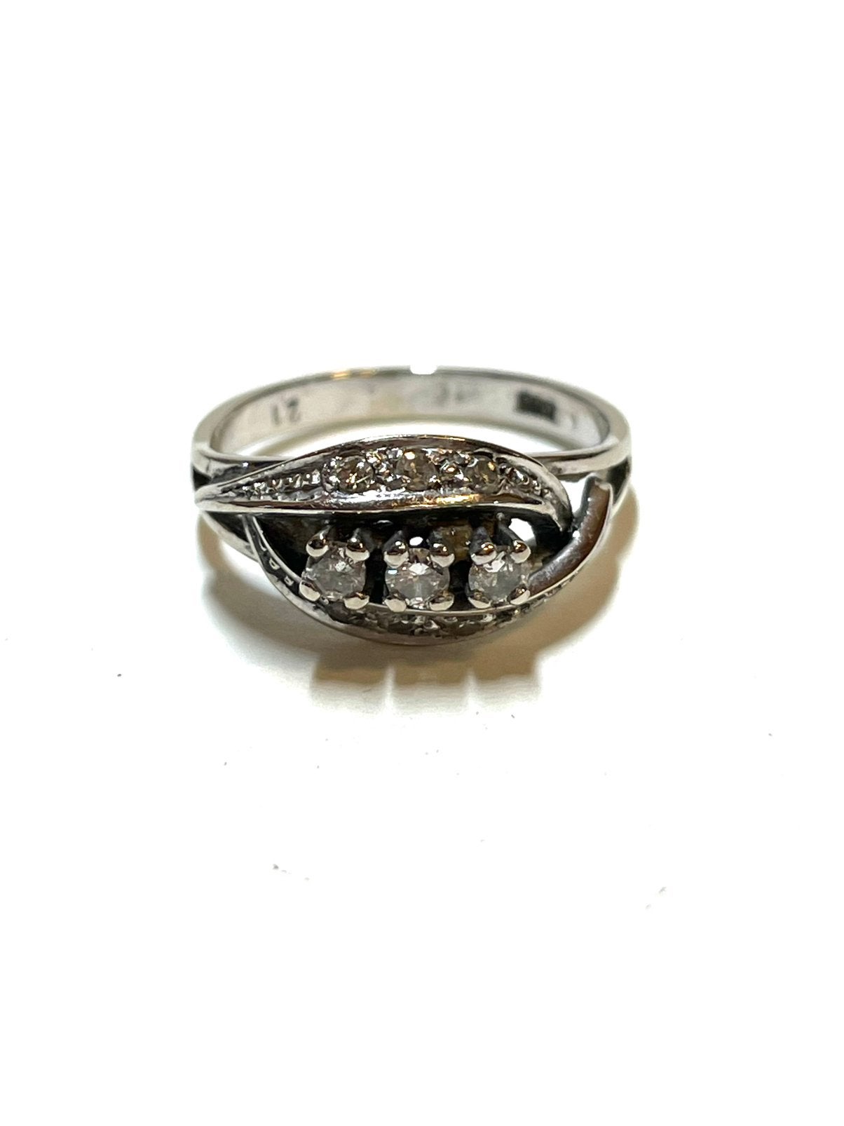 14k witgouden ring met diamanten, -, -, Ophalen of Verzenden, Dame
