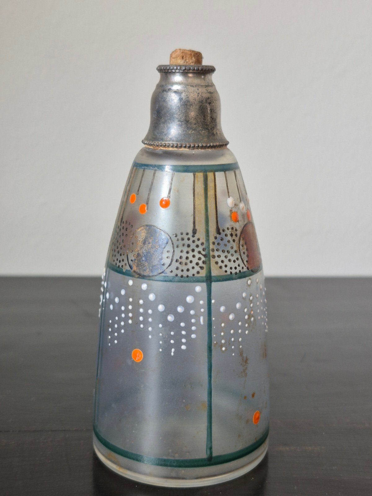 Antiek Jugendstil Parfumflesje - Gesatineerd Glas, Antiek en Kunst, Ophalen of Verzenden