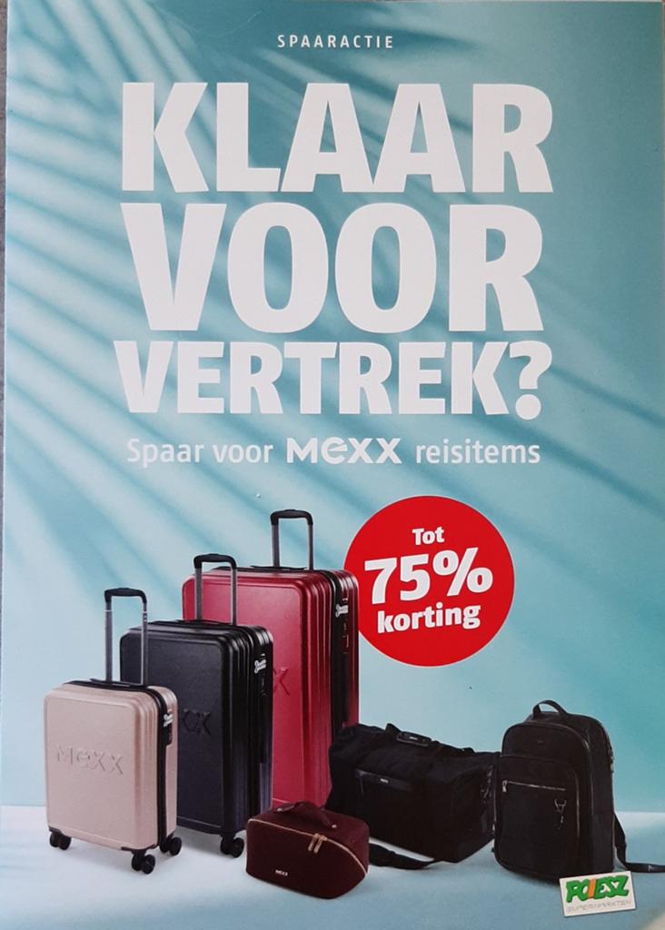 8 Poiesz zegels voor MEXX reisitems tot 75% korting., Overige supermarkten, Ophalen of Verzenden