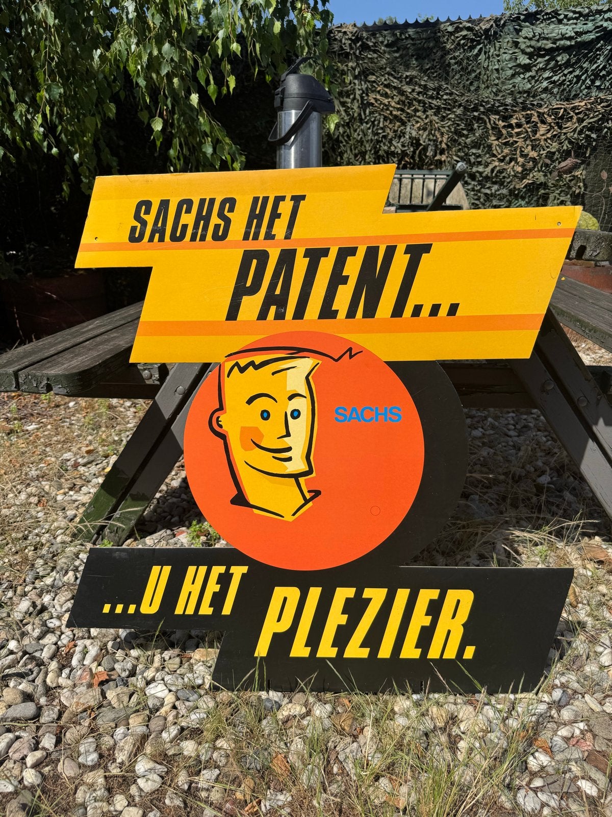 Vintage Sachs Reclamebord - 'Sachs het Patent... U het Plezi, Ophalen, Reclamebord, Gebruikt, .