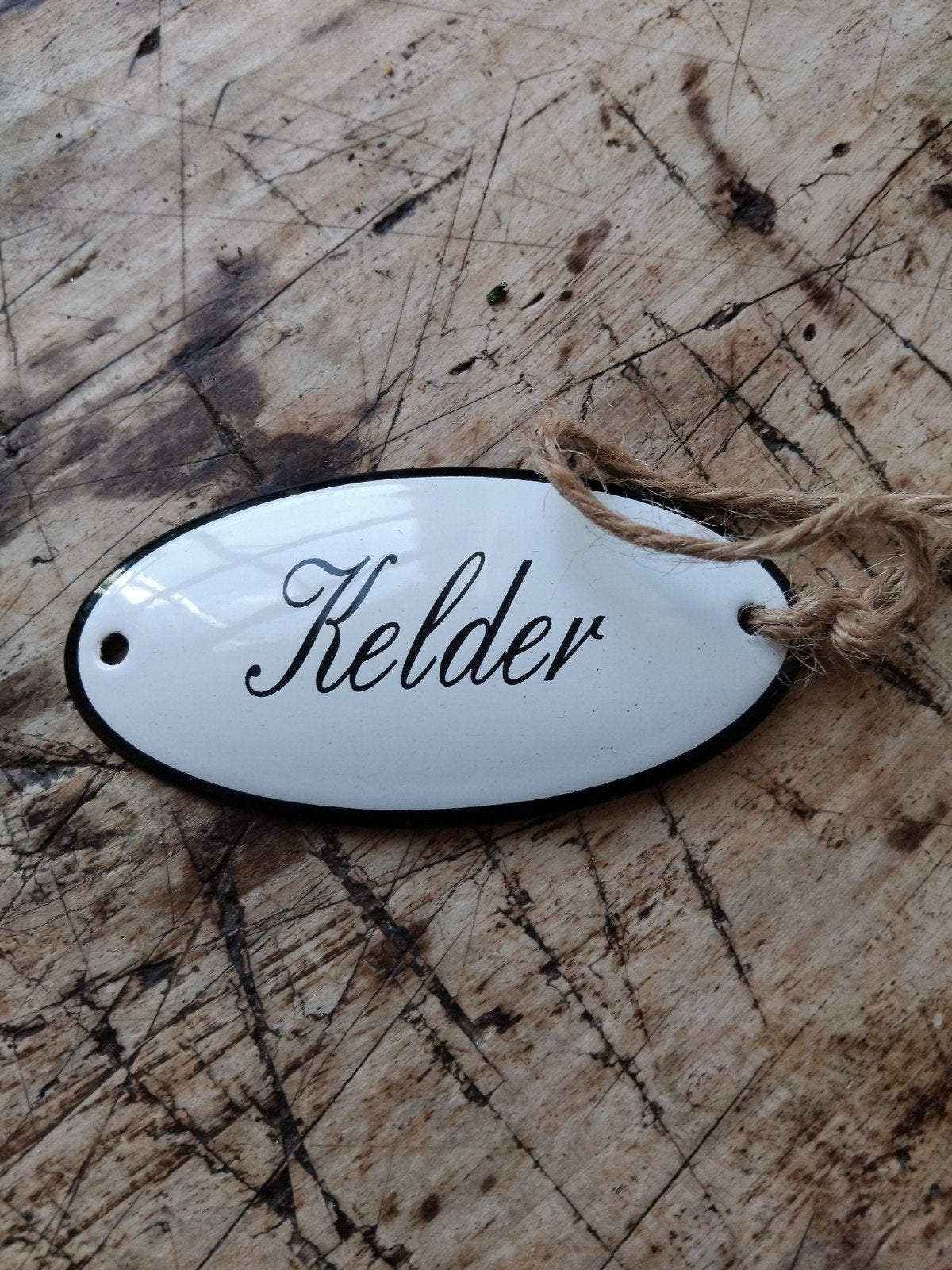Emaille naamplaatje 'Kelder' - Wit/Zwart, 10x5 cm, Nieuw, Ophalen of Verzenden