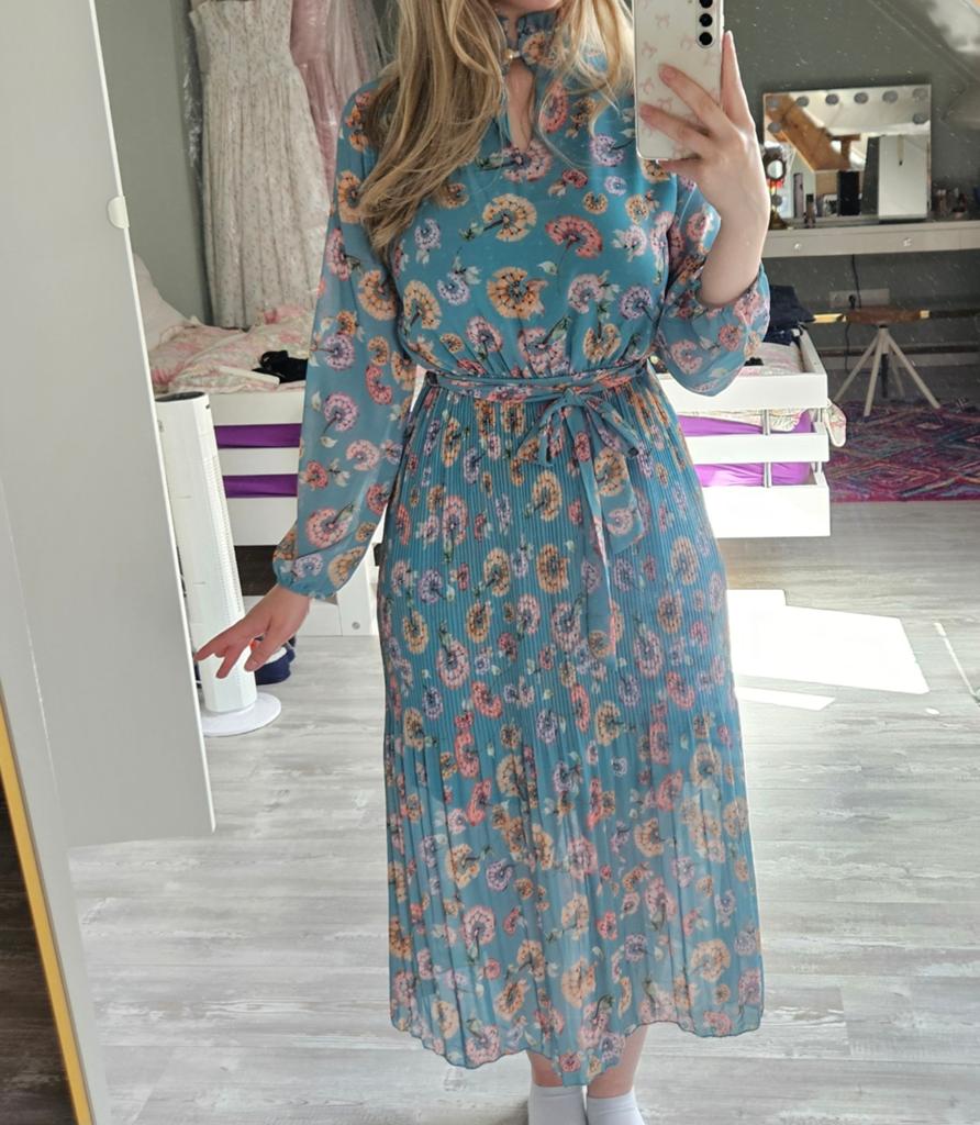 Zgan zomerjurk yumi bruiloft bloemen dress jurk gala, Blauw, Ophalen of Verzenden, Zo goed als nieuw, Yumi
