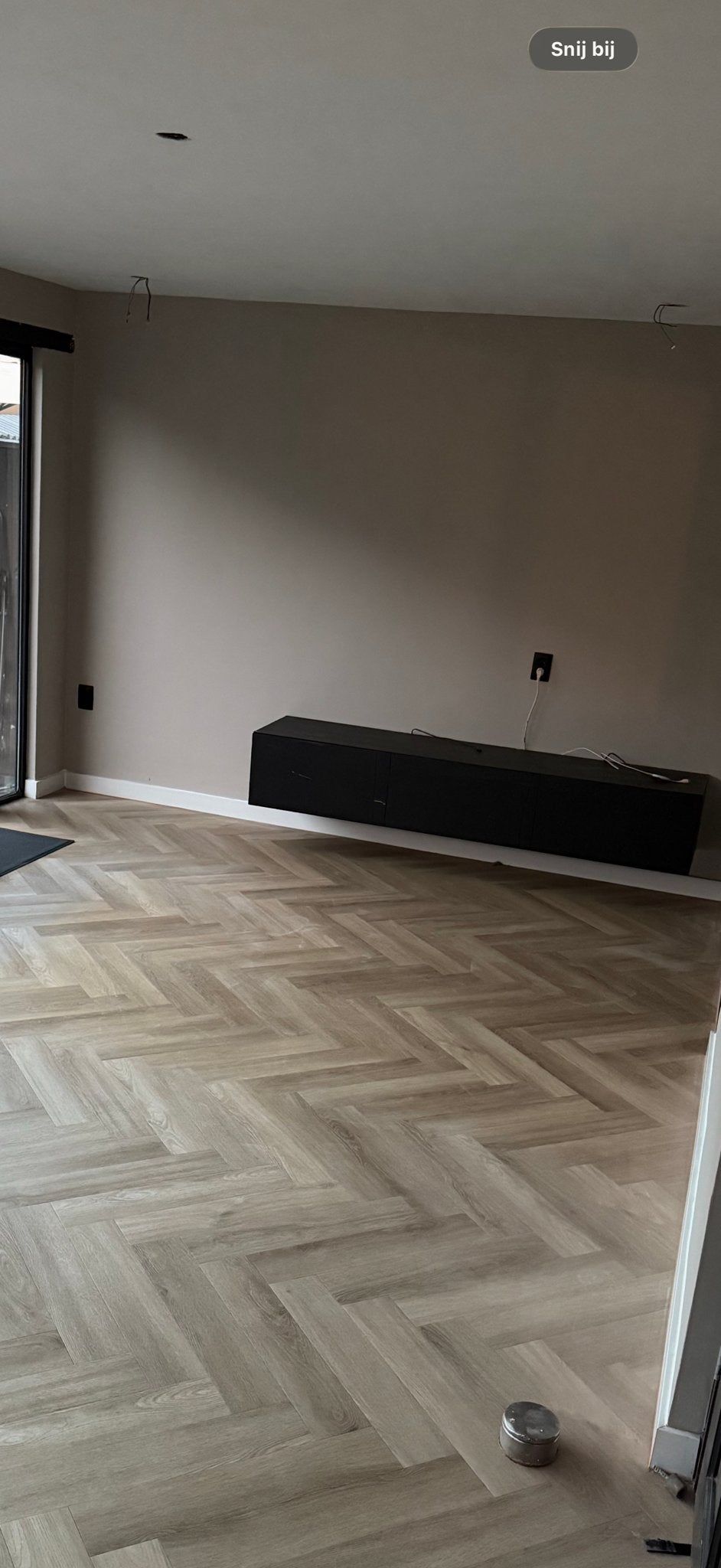 Zwart eiken fineer televisiemeubel - Modern en stijlvol, Ophalen, Gebruikt, Eikenhout, 200 cm of meer