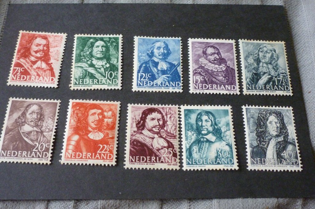 Postzegels - compleet 10x Zeehelden 1943-44 NVPH 412-421, Ophalen of Verzenden, Na 1940, Postfris