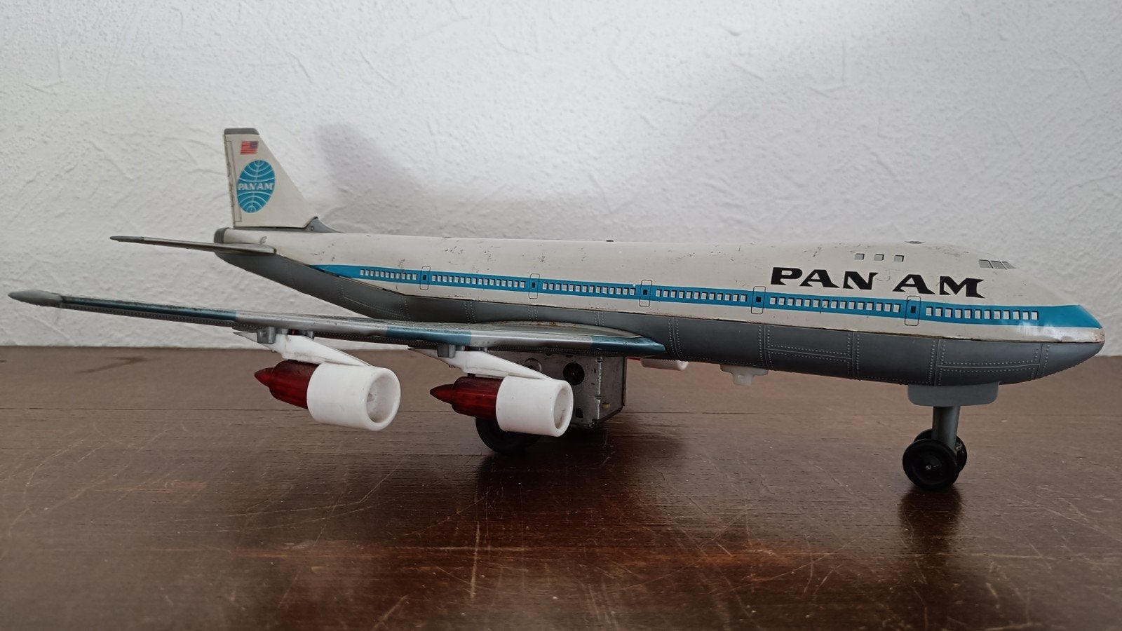 Vintage Pan Am Boeing 747 blikken speelgoedvliegtuig Japan., Ophalen of Verzenden