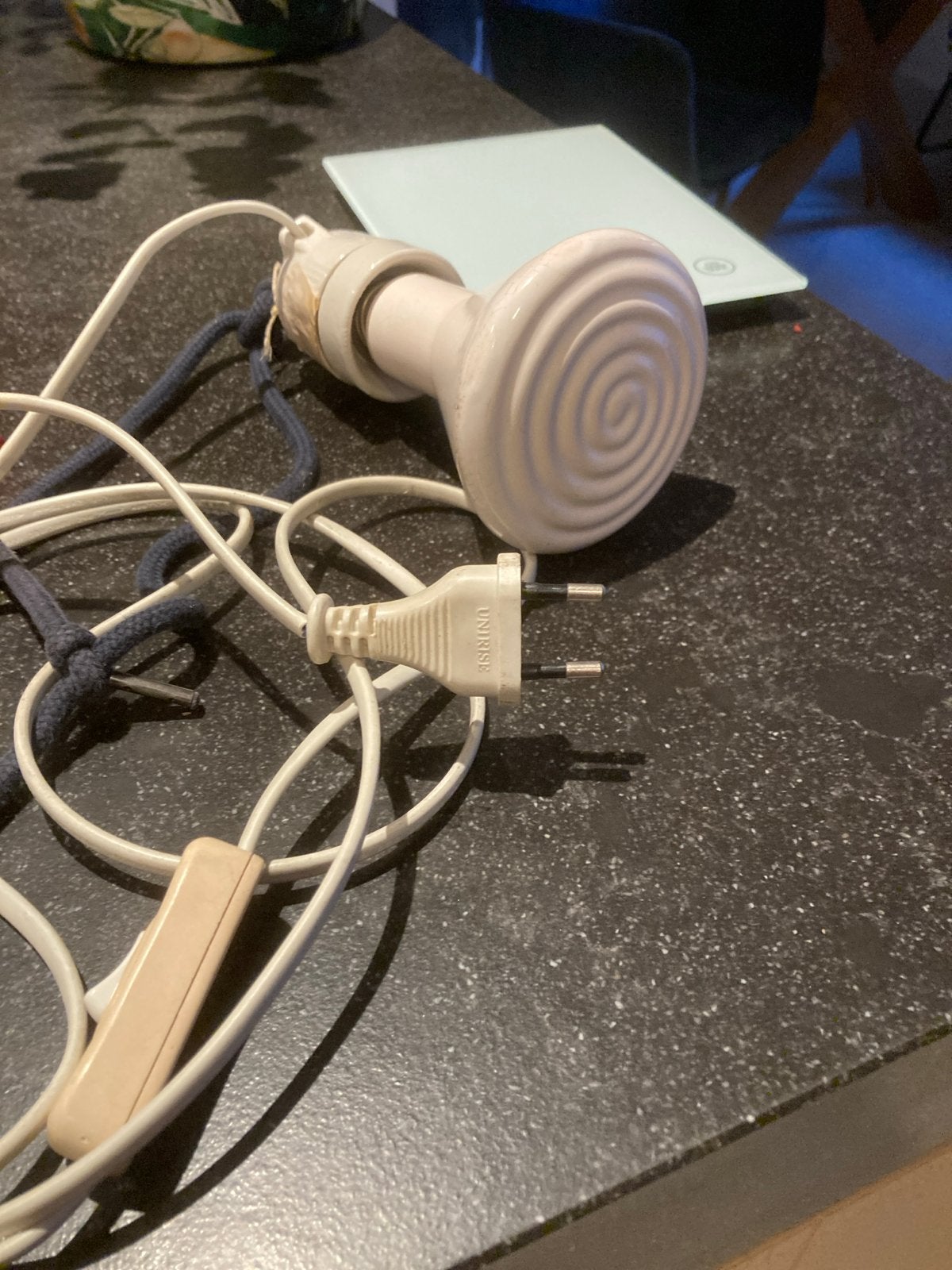 Keramische warmtelamp met snoer en schakelaar, Ophalen of Verzenden, Gebruikt