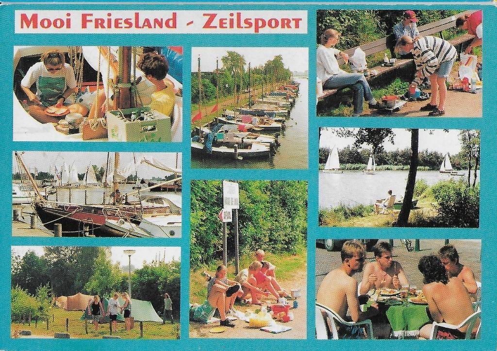 Sus912 Gelopen ansichtkaart mooi Friesland zeilsport, Ophalen of Verzenden, 1980 tot heden, Gelopen, Friesland
