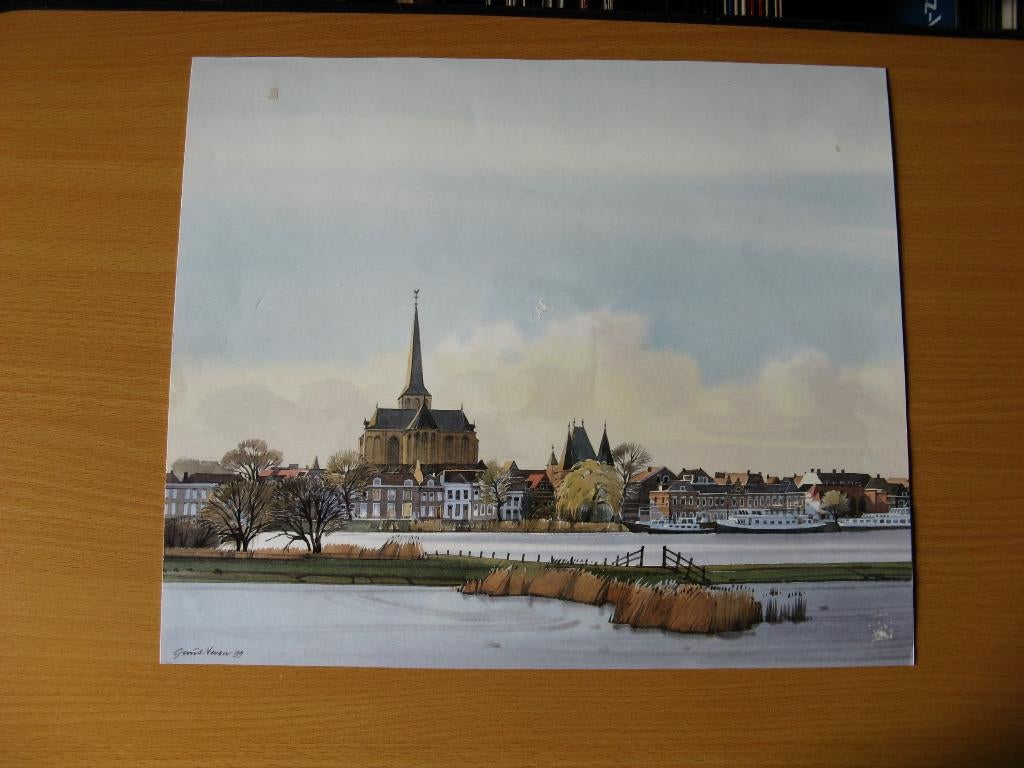 Kampen Stadsgezicht met kerk, Ophalen of Verzenden, Voor 1940, Zo goed als nieuw, Overige onderwerpen