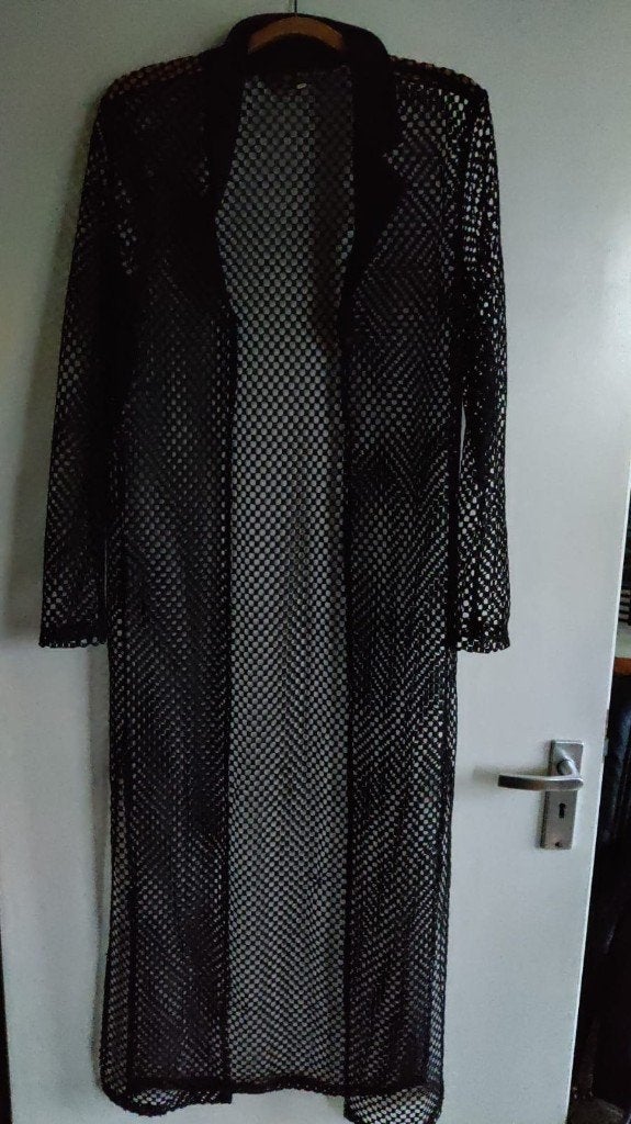 Zwarte lange doorzichtige kanten sexy kimono maat XS/S, Ophalen of Verzenden, Zwart