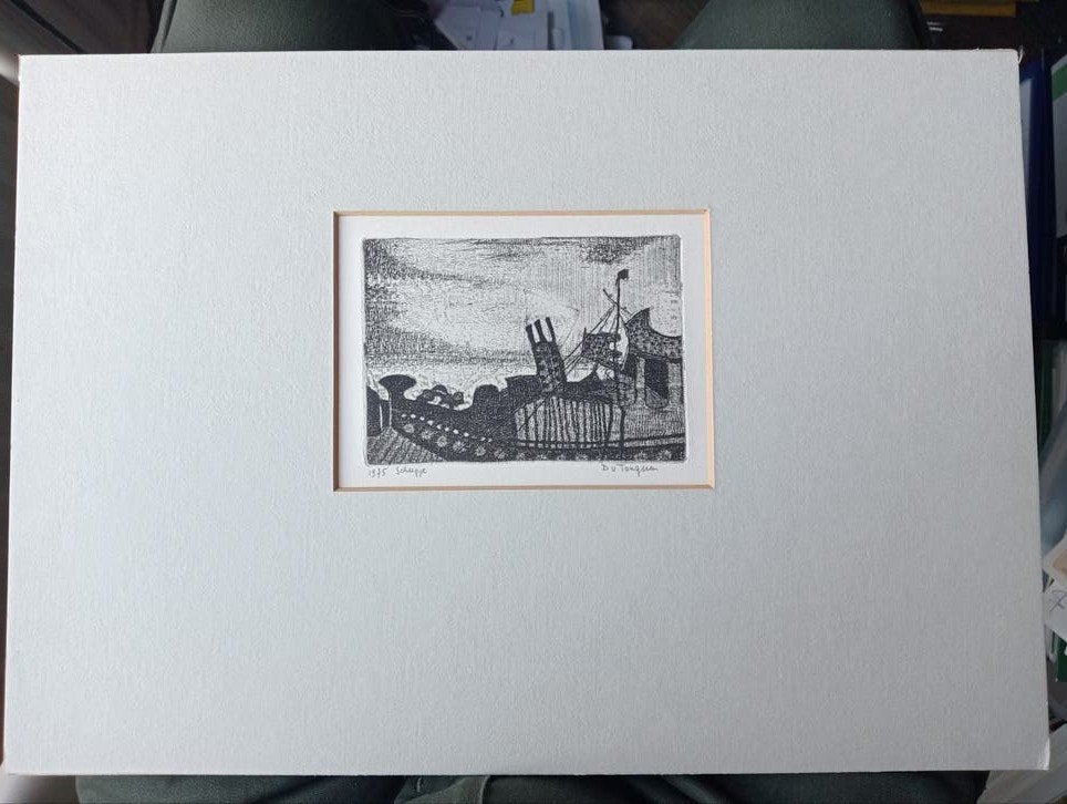 Dineke van Tongeren Ets 'Scheepje' 1975, Antiek en Kunst, Ophalen of Verzenden
