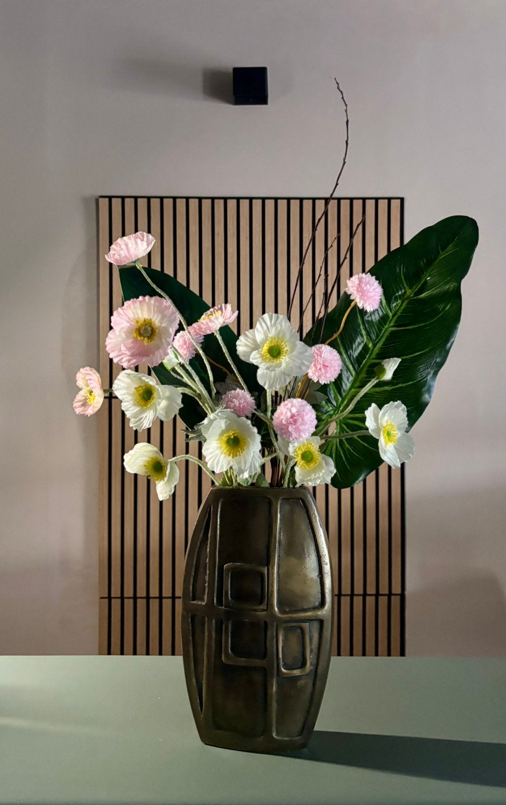 Compleet zijden boeket incl. Light & Living vaas - 55cm hoog, Binnen, 55 cm, Www.discountfashioncorner.nl, Handgemaakt