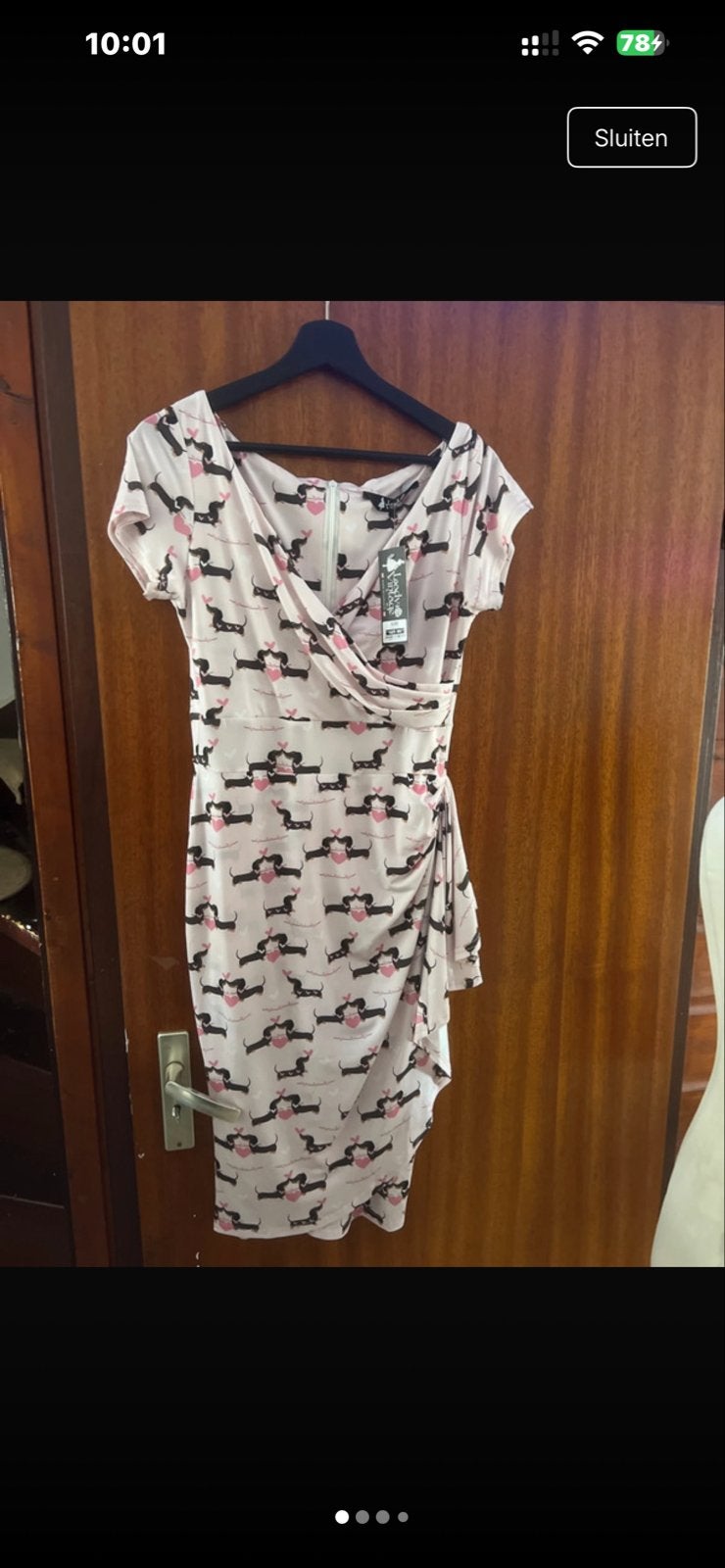 Lady V London Elsie jurk met teckelprint - Nieuw met kaartje, Nieuw, Ophalen of Verzenden, Roze, Maat 36 (S)