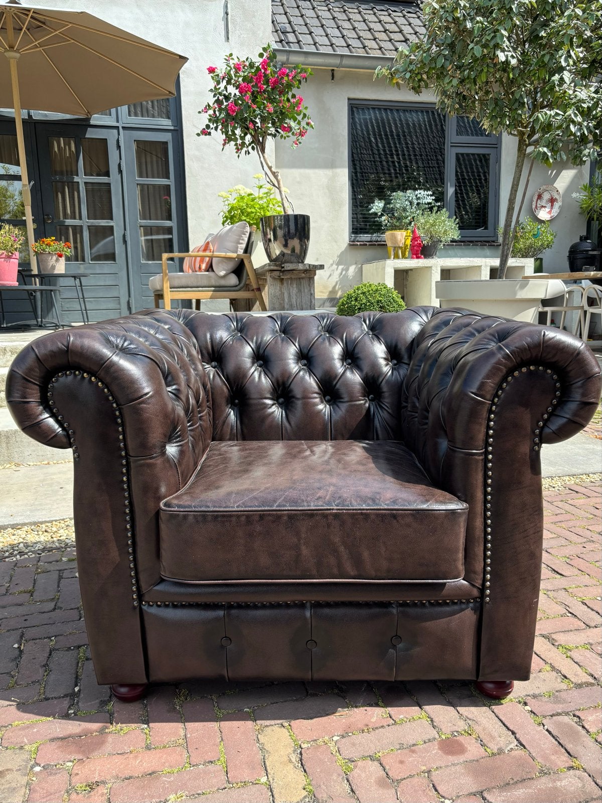 Chesterfield Clubfauteuil Zo goed als nieuw, Zo goed als nieuw, 75 tot 100 cm, Klassiek Chique, Chesterfield